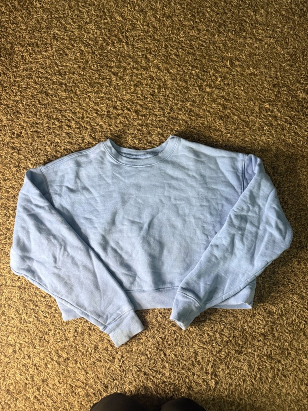Girlfriend Collective Blue Cropped Sweatshirt Fleece Crewneck‎ Size S